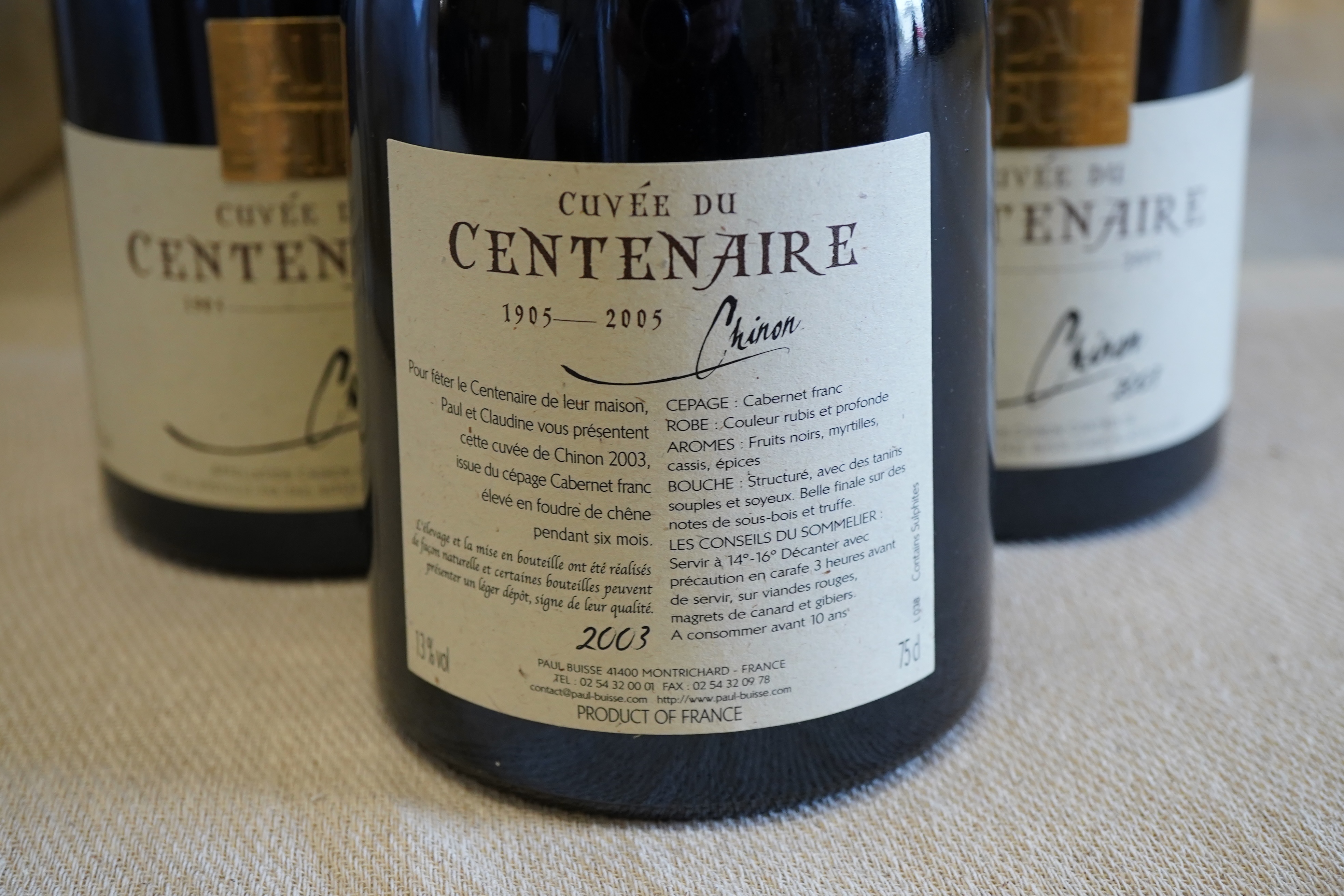 Domaine Paul Buisse, Cuvee du Centenaire, Chinon, 2003
